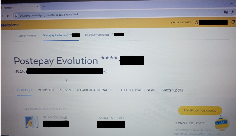 Prova di titolarità per Postepay