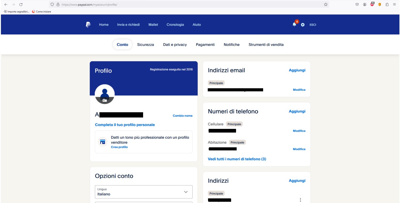 Prova di titolarità per PayPal