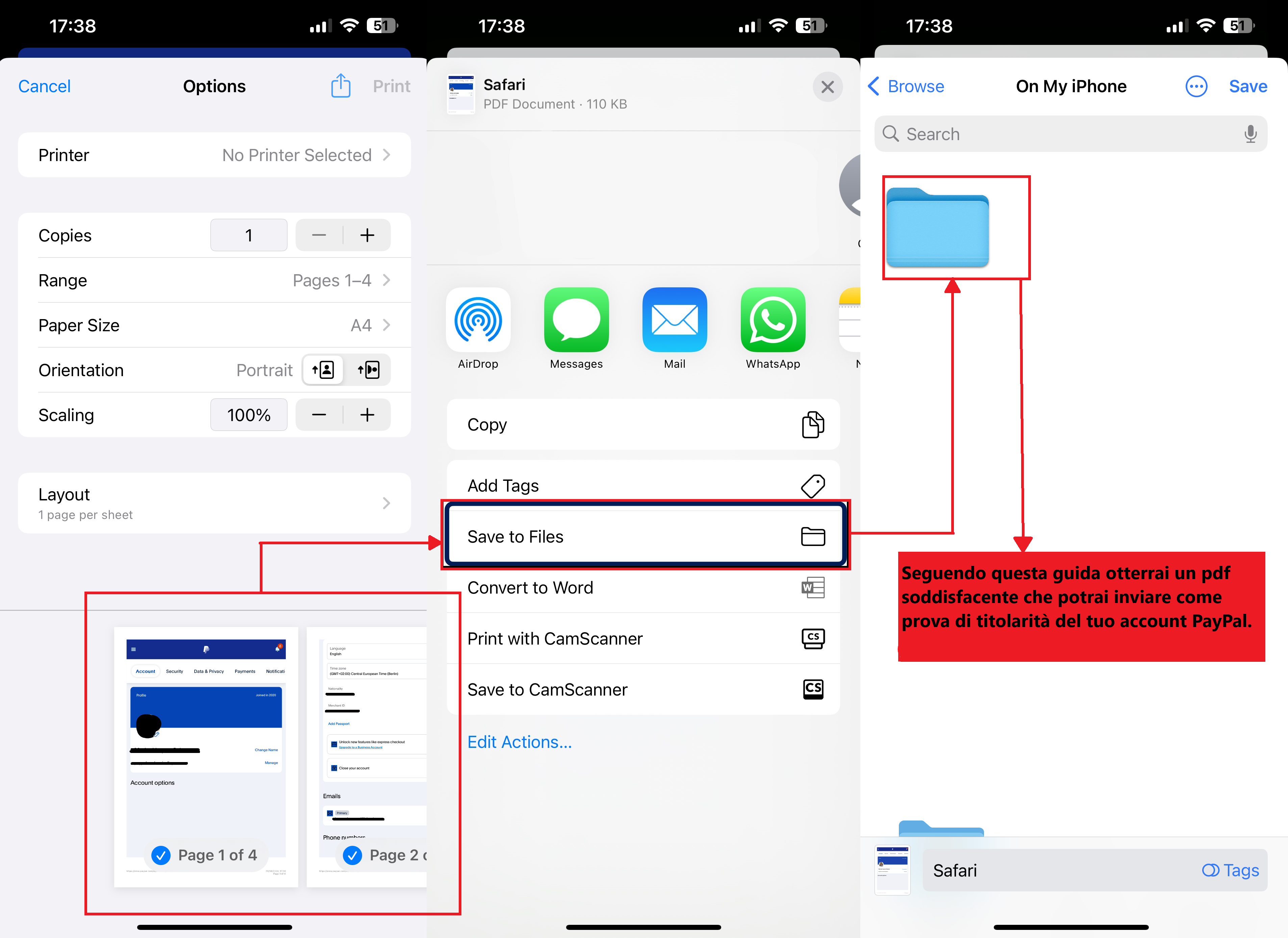 Prova di titolarità PayPal dal browser Safari